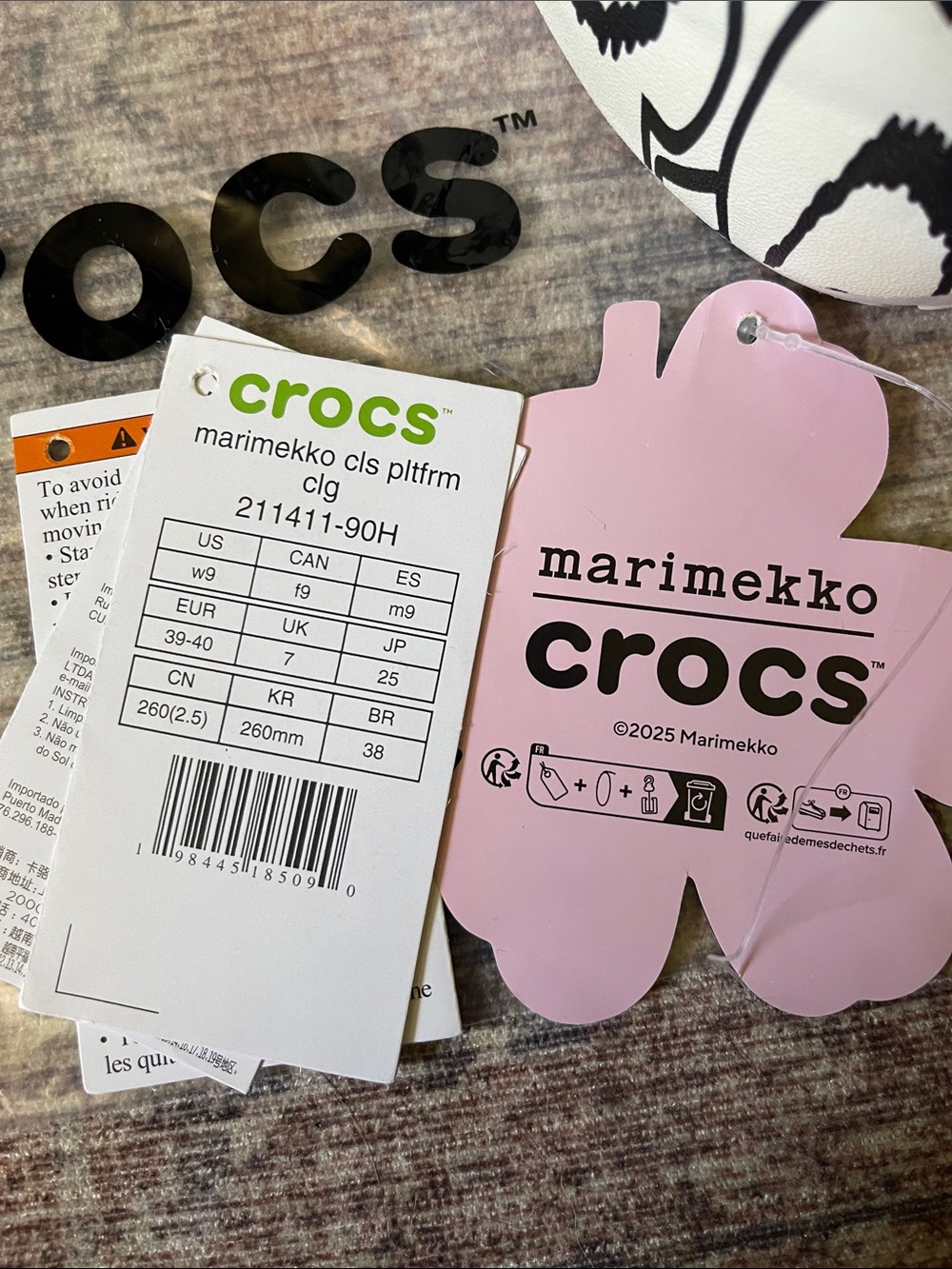 CROCS Marimekko White Clogs with Multicolor Floral Accents NWT - Picture 7 of 7